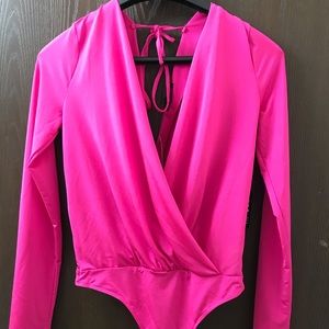 Express XS pink bodysuit